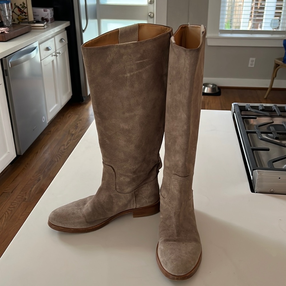 Rag & Bone Grey Suede Riding Boots size 37.5